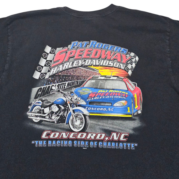 Harley Davidson Shirt Mens XL Skull Wings Pat Rogers Speedway Concorde NC Biker - Picture 2 of 12